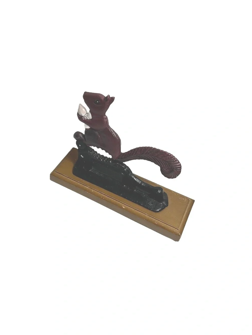 Vintage Cast Iron Squirrel Nutcracker on Wooden Base